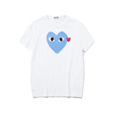 Kawakubo plaloveembroider short-sleeved pure cotton red heart eyes couple t-shirt y star style long sleeves shirt