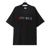 Vtm letter american style no photo printing loose washed distressed short sleeve t-shirt couple outfit