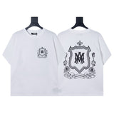 Ready to ship! summer amri high-quality, 100% cotton t-shirt with printed design and washed finish short sleeves