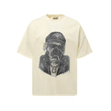 Gallery european and american couple wear plus size fried color washed short-sleeved t-shirt youth tee