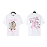 american trend high quality loose t-shirt pure cotton front and rear high-definition printing casualcoupletrendy short sleeves