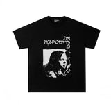 Erd: brooding rich kid - american retro portrait print rock 'n' roll hip-hop pocket oversized short sleeve tee