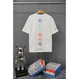 authentic edition chest pocket cross gradient horseshoe flower print short sleeve couple t-shirt