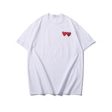 Kawakubo plaloveembroider short-sleeved pure cotton red heart eyes couple t-shirty long sleeves shirt taobao ling