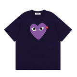 Correct version star kawakubo pla heartembroider short-sleeved pure cotton red heart peach couple t-shirt y