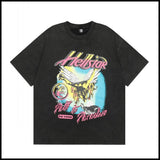 Hs american high street retro washed portrait short-sleeved t-shirt long sleeves sweatshirt hoodie
