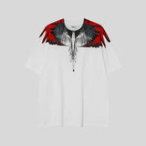mb short-sleeved python lion head colorful feather wings t-shirt european and american loose couple