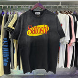 Wholesale american retrosatoshi hot diamond letters ripped washed distressedloose short sleeve t-shirt