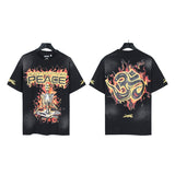 pa long sleeve t-shirt palm tree back letter big logo bat sleeve os dropped shoulders