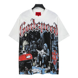 High version gods short sleeve heavy weight washed fog high street rock band skull pure cottonprinting round