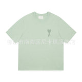 Am short-sleeve macaron color heart embroidery pure cotton loose summer fashion t-shirt crew neck top