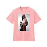 Wholesale export sup streetwear letter print 100% cotton t-shirt - relaxed fit, crew neck, short sleeve