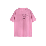 Ac letter print high street washed distressed vintage oversized short sleeve couple t-shirt