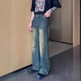Unisex Jeans Spring and Autumn Vintage Jeans Loose Casual Wide Leg Pants