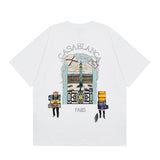 casa casablanca short-sleeved fantasy door letter logo printingstylish round neck short-sleeved t-shirt