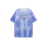 Ac letter print high street washed distressed vintage oversized short sleeve couple t-shirt