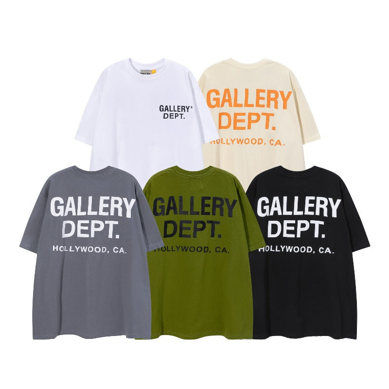 Export american retrog@llery short-sleeved t-shirt boys ins high street loose couple half-sleeved women d
