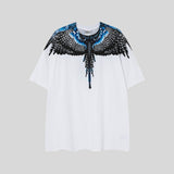 mb short-sleeved python lion head colorful feather wings t-shirt european and american loose couple