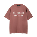 Fog icon double line essentials american high street summerloose couple short sleeve trendy heavy weight t-shirt