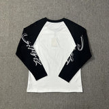 Corteiz patchwork "unicorn arm" print long sleeve american retro casual loose streetwear hip hop t-shirt