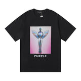 Purple br@nd comfy basics letter logo printing short-sleeved fog american street t-shirt
