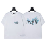 Ready to ship! summer amri high-quality, 100% cotton t-shirt with printed design and washed finish short sleeves