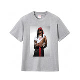 Wholesale export sup streetwear letter print 100% cotton t-shirt - relaxed fit, crew neck, short sleeve