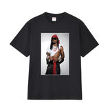 Wholesale export sup streetwear letter print 100% cotton t-shirt - relaxed fit, crew neck, short sleeve