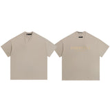 essential double line fog shorts icon laminated stereo letter round neck couple pullover