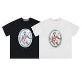 Wholesale off short sleeve ow dissolved arrow gradient starry sky splash ink t-shirt yellow tape warning line love