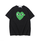 Kawakubo plaloveembroider short-sleeved pure cotton red heart eyes couple t-shirty long sleeves shirt taobao ling