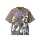 Cross-border wholesale basketball star series short-sleeved tee james star portrait heavy industry washed couple wide