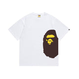 Wholesale japanese style side plaid camo ape head short sleeve color block trendy t-shirt for summer