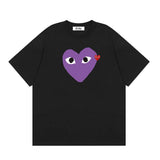 Correct version star kawakubo pla heartembroider short-sleeved pure cotton red heart peach couple t-shirt y