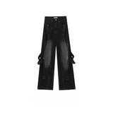 Unisex Jeans Old Washed Jeans Vintage Straight Wide Leg Pants