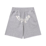 Spder hip-hop singer hotfix rhinestone foil letter print short sleeve t-shirt & rhinestone embellished shorts set (couple's style)