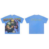 Majestik american street style retroprinting distressed loose hot diamond high street style tops short-sleeved t-shirt