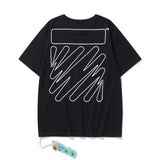 Wholesale off short sleeve ow dissolved arrow gradient starry sky splash ink t-shirt yellow tape warning line love