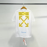 Correct version off classic yellow tape arrow warning line short-sleeved ow couple wear loosetrendyt
