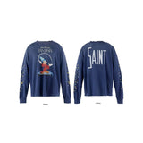 Saint michael co-branded skull letter high street retro washed distressed loose round neck short-sleeved t-shirt