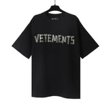 Vtm letter american style no photo printing loose washed distressed short sleeve t-shirt couple outfit