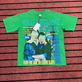 valley washed distressed printed short-sleeved hip-hop loose street t-shirt hooded