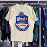 Rhude T Shirts Wine Printing Cotton Casual Short Sleeve Men and Women