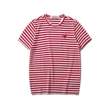 Kawakubo plaloveembroider short-sleeved pure cotton red heart eyes couple t-shirty long sleeves shirt taobao ling