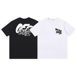 Wholesale off short sleeve ow dissolved arrow gradient starry sky splash ink t-shirt yellow tape warning line love