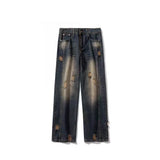 Unisex Jeans Vintage Washed Ripped Jeans Casual