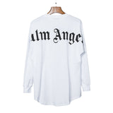 pa long sleeve t-shirt palm tree back letter big logo bat sleeve os dropped shoulders