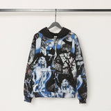 valley washed distressed printed short-sleeved hip-hop loose street t-shirt hooded