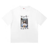 Wholesale export sup streetwear letter print 100% cotton t-shirt - relaxed fit, crew neck, short sleeve