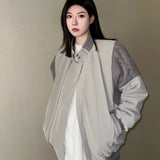 Unisex Baseball Jersey Vintage Grey Knitted Baseball Jacket